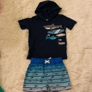 Boys | Shark hoodie & swim trunks set | Size 2T/3T